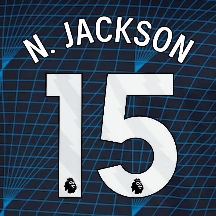 2023 2024 OFFICIAL CHELSEA N. JACKSON 15 WHITE AWAY PLAYER SIZE NAMESET