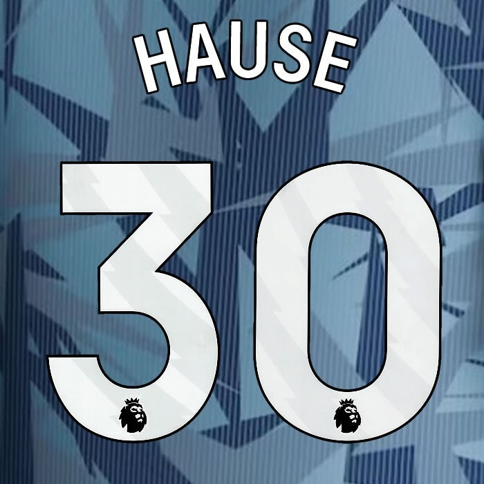 2023 2024 ASTON VILLA HAUSE 30 OFFICIAL WHITE 3RD PLAYER SIZE NAMESET