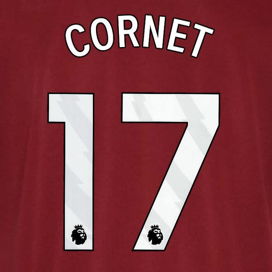 2023 2024 WEST HAM CORNET 17 OFFICIAL AVERY DENNISON WHITE PLAYER SIZE NAME SET
