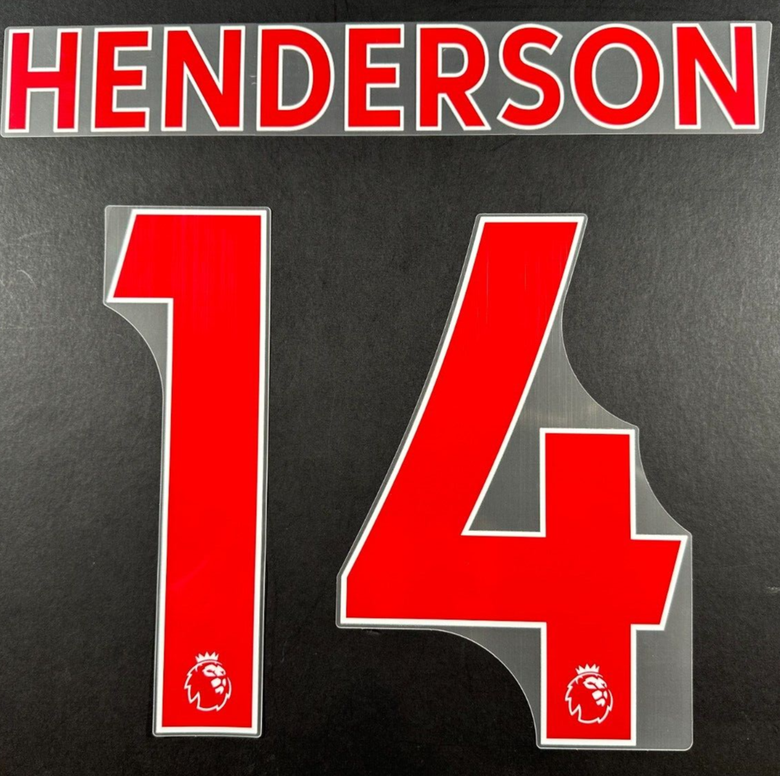 LIVERPOOL 2019-23 HENDERSON 14 OFFICIAL AVERY DENNISON RED PLAYER SIZE NAME SET