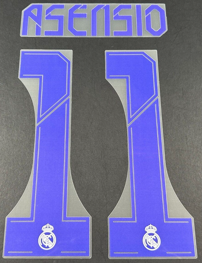 2021 2022 AVERY DENNISON REAL MADRID ASENSIO 11 HOME PLAYER SIZE NAMESET