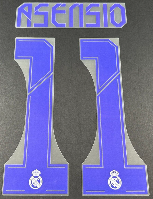 2021 2022 AVERY DENNISON REAL MADRID ASENSIO 11 HOME PLAYER SIZE NAMESET