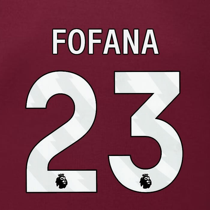 2023 2024 BURNLEY FOFANA 23 OFFICIAL WHITE HOME PLAYER SIZE NAMESET