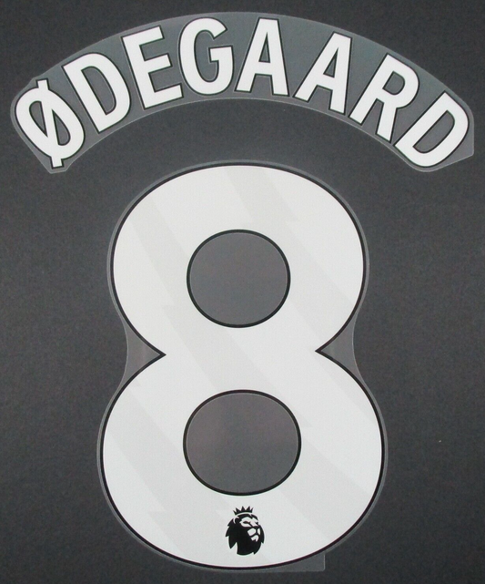 ARSENAL 2024/25 ODEGAARD 8 OFFICIAL AVERY DENNISON WHITE PLAYER SIZE NAME SET