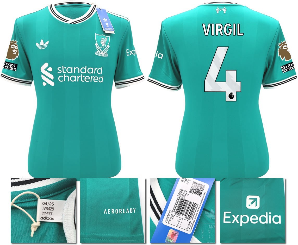 BNWT 2025 2026 LIVERPOOL ADIDAS 3RD SHIRT VIRGIL 4 + PATCHES MEN'S