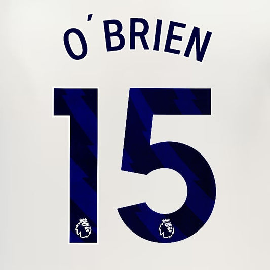 2024 2025 EVERTON O BRIEN 15 OFFICIAL BLUE 3RD PLAYER SIZE NAMESET
