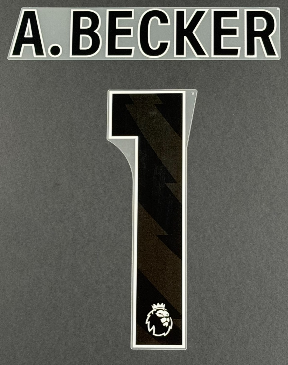 LIVERPOOL 25 26 A. BECKER 1 OFFICIAL AVERY DENNISON BLACK PLAYER SIZE NAME SET