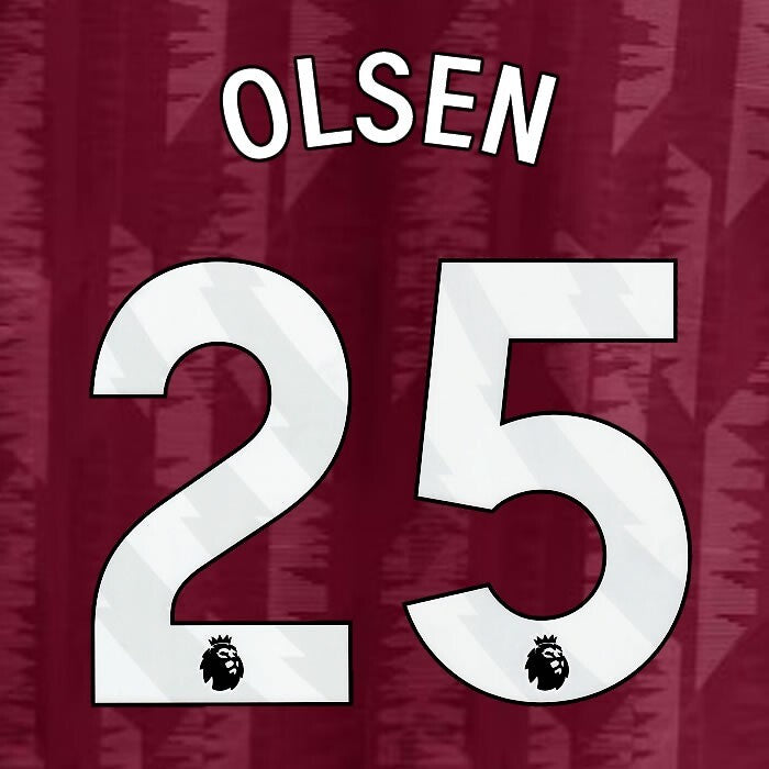 2023 2024 ASTON VILLA OLSEN 25 OFFICIAL WHITE HOME PLAYER SIZE NAMESET