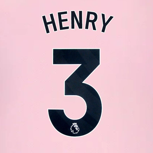 2024 2025 BRENTFORD HENRY 3 OFFICIAL BLACK AWAY PLAYER SIZE NAMESET