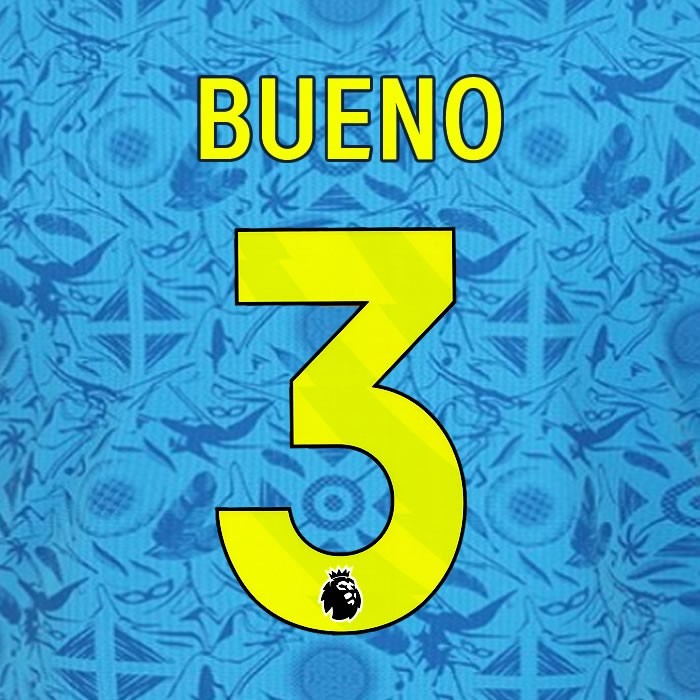 2025 2026 WOLVES 3RD YELLOW BUENO 3 OFFICIAL PLAYER SIZE NAMESET
