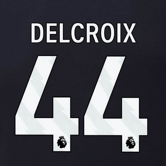2023 2024 BURNLEY DELCROIX 44 OFFICIAL WHITE 3RD PLAYER SIZE NAMESET