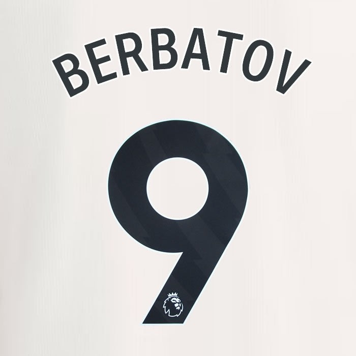 2023 2024 MANCHESTER UNITED BERBATOV 9 3rd BLACK PLAYER SIZE NAMESET