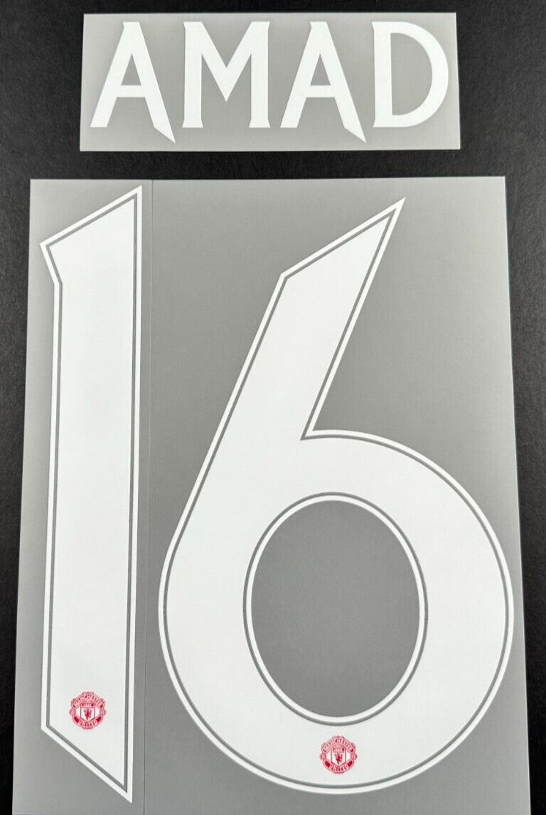2024 2025 OFFICIAL MAN UNITED AMAD 16 WHITE CUP PLAYER SIZE NAMESET