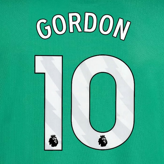 2025 2026 NEWCASTLE GORDON 10 OFFICIAL WHITE AWAY  PLAYER SIZE NAME SET