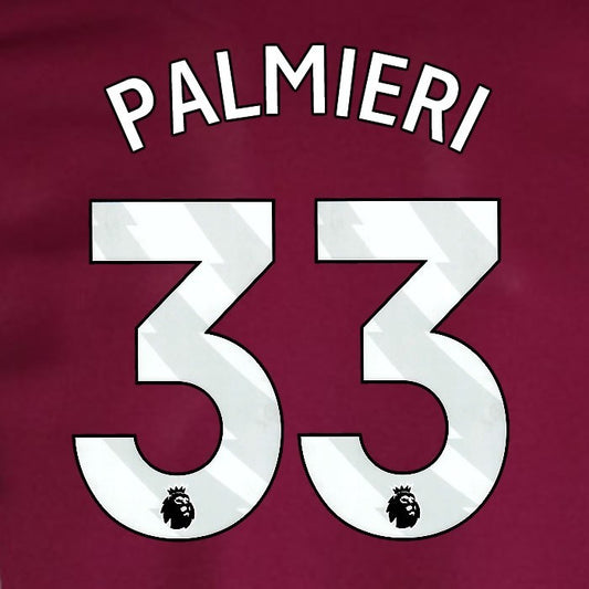 2024 2025 WEST HAM PALMIERI 33 OFFICIAL WHITE HOME PLAYER SIZE NAMESET