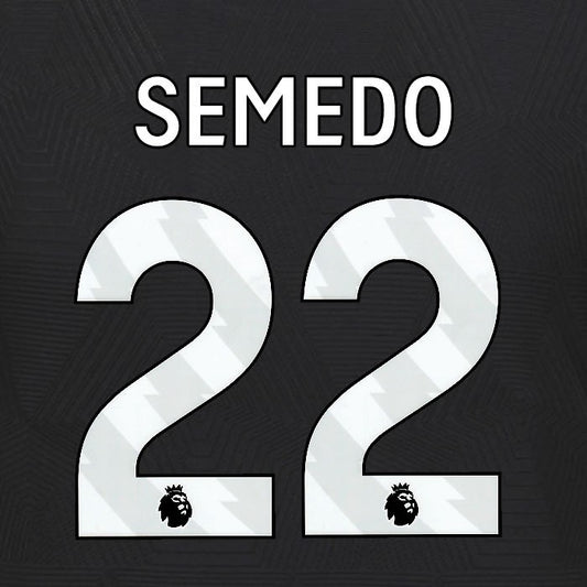 2024 2025 WOLVES AWAY WHITE SEMEDO 22 OFFICIAL PLAYER SIZE NAMESET