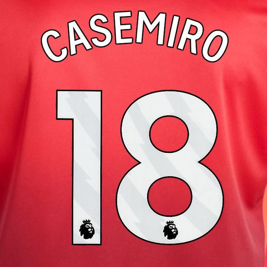 2024 2025 MANCHESTER UNITED CASEMIRO 18 HOME WHITE PLAYER SIZE NAMESET