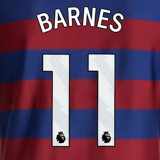 2024 2025 NEWCASTLE BARNES 11 OFFICIAL WHITE AWAY PLAYER SIZE NAME SET
