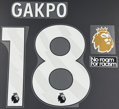 2025 2026 LIVERPOOL GAKPO 18 OFFICIAL AVERY DENNISON WHITE PLAYER SIZE + PATCHES