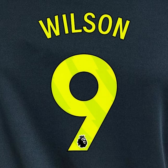 2023 2024 NEWCASTLE WILSON 9 OFFICIAL YELLOW 3rd PLAYER SIZE NAME SET