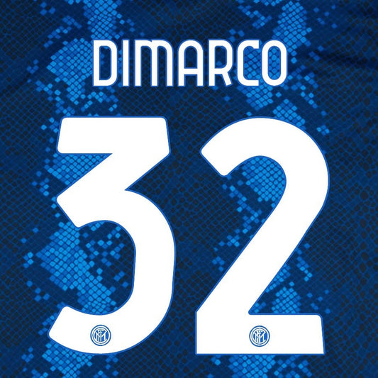 2021 2022 INTER MILAN OFFICIAL HOME DIMARCO 32 PLAYER SIZE NAMESET