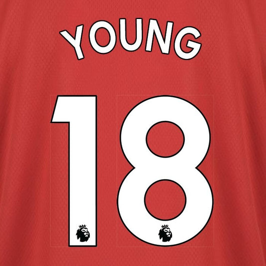 2019 2020 MAN UNITED YOUNG 18 AVERY DENNISON WHITE PLAYER SIZE NAMESET