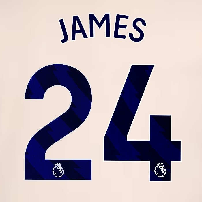 2024 2025 OFFICIAL CHELSEA JAMES 24 BLUE AWAY PLAYER SIZE NAMESET