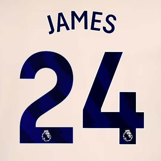 2024 2025 OFFICIAL CHELSEA JAMES 24 BLUE AWAY PLAYER SIZE NAMESET