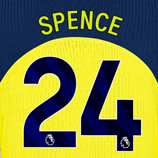 2025 2026 TOTTENHAM SPENCE 24 3RD PLAYER SIZE NAME SET