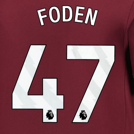 2024 2025 MANCHESTER CITY FODEN 47 WHITE 3RD PLAYER SIZE NAME SET