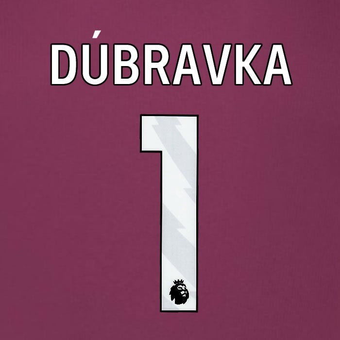 2025 2026 BURNLEY DUBRAVKA 1 OFFICIAL WHITE HOME PLAYER SIZE NAMESET