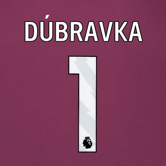 2025 2026 BURNLEY DUBRAVKA 1 OFFICIAL WHITE HOME PLAYER SIZE NAMESET
