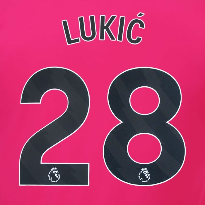 2023 2024 OFFICIAL FULHAM AVERY DENNISON LUKIC 28 AWAY PLAYER SIZE NAMESET