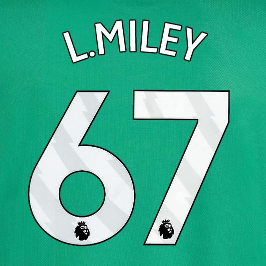 2025 2026 NEWCASTLE L MILEY 67 OFFICIAL WHITE AWAY  PLAYER SIZE NAME SET