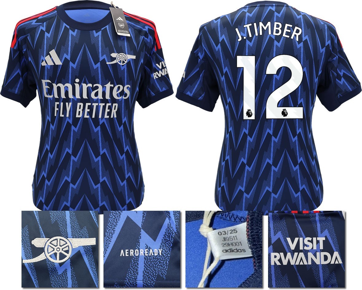 BNWT 2025/2026 ARSENAL F.C. ADIDAS AWAY SHIRT J. TIMBER 12