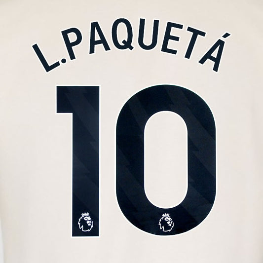 2025 2026 WEST HAM L. PAQUETA 10 OFFICIAL BLACK AWAY PLAYER SIZE NAMESET