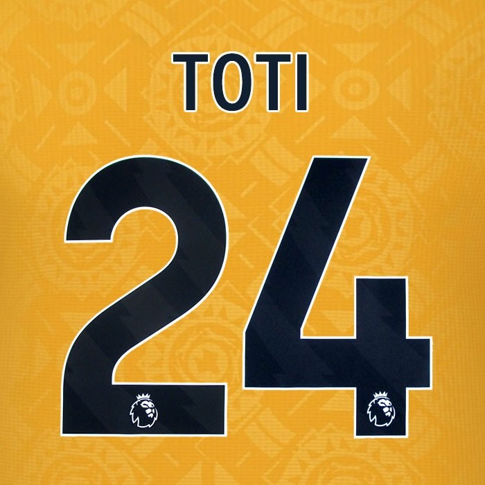 2025 2026 WOLVES HOME BLACK TOTI 24 OFFICIAL PLAYER SIZE NAMESET