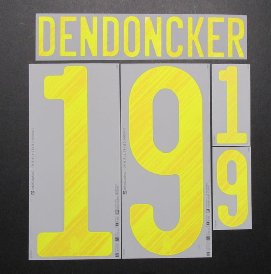 BELGIUM 2020 2021 OFFICIAL DENDONCKER 19 HOME YELLOW PLAYER SIZE NAMESET