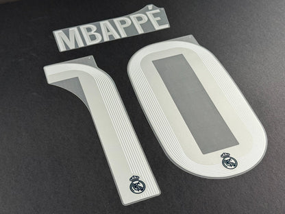 2025 2026 REAL MADRID MBAPPE 10 OFFICIAL AVERY DENNISON AWAY PLAYER SIZE NAMESET