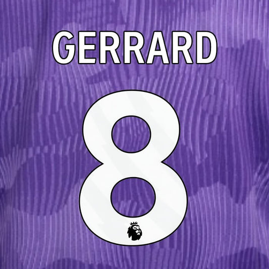 2023 2024 OFFICIAL LIVERPOOL GERRARD 8 WHITE 3RD PLAYER SIZE NAMESET