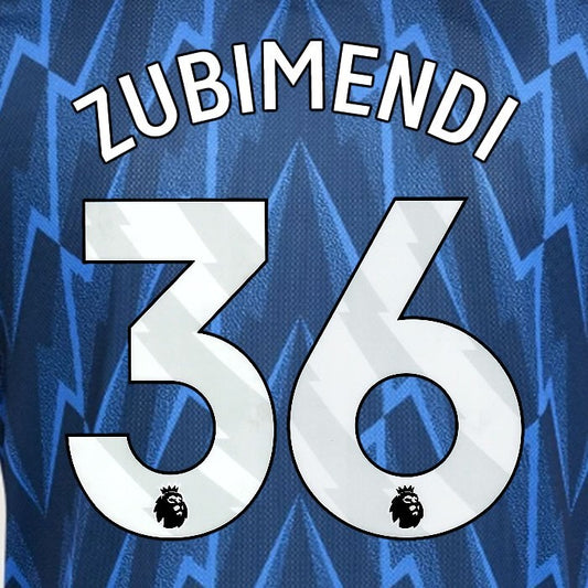 2025 2026 ARSENAL ZUBIMENDI 36 WHITE AWAY OFFICIAL PLAYER SIZE NAMESET