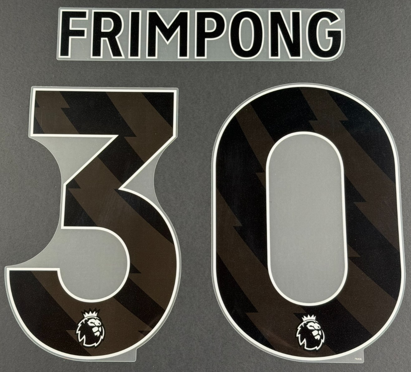 LIVERPOOL 25 26 FRIMPONG 30 OFFICIAL AVERY DENNISON BLACK PLAYER SIZE NAME SET