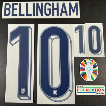 ENGLAND 2024-2025 OFFICIAL SPORTING ID BELLINGHAM 10 HOME NAME SET + PATCHES