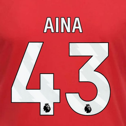 2023 2024 OFFICIAL NOTTINGHAM AINA 43 WHITE HOME PLAYER SIZE NAMESET