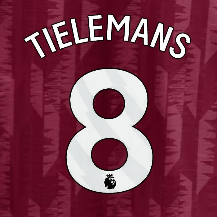 2023 2024 ASTON VILLA TIELEMANS 8 OFFICIAL WHITE HOME PLAYER SIZE NAMESET