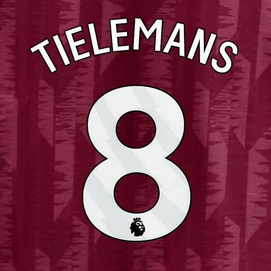 2023 2024 ASTON VILLA TIELEMANS 8 OFFICIAL WHITE HOME PLAYER SIZE NAMESET
