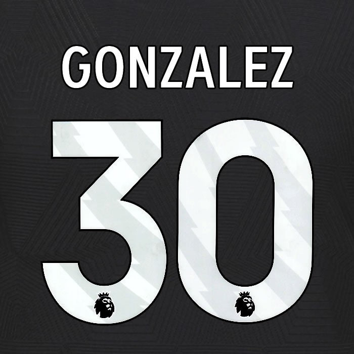 2024 2025 WOLVES AWAY WHITE GONZALEZ 30 OFFICIAL PLAYER SIZE NAMESET