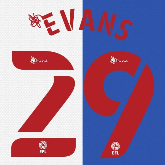 BLACKBURN 2020 2021 OFFICIAL EVANS 29 HOME PLAYER SIZE NAME SET
