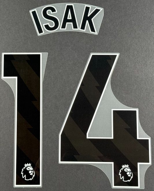 NEWCASTLE UNITED 24-25 ISAK 14 OFFICIAL AVERY DENNISON BLACK PLAYER SIZE SET