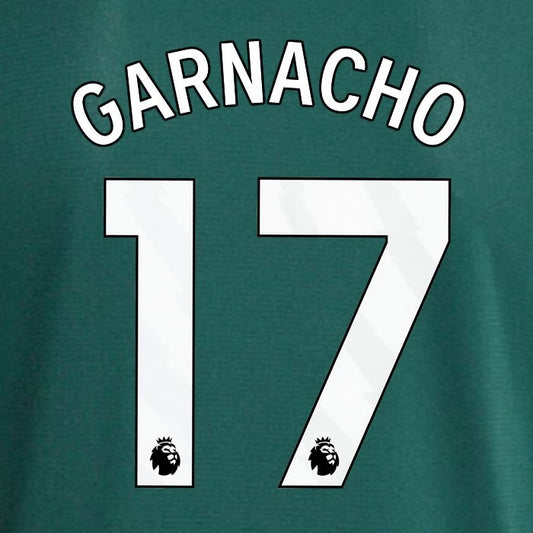 MAN UTD 23 - 24  GARNACHO 17 OFFICIAL AVERY DENNISON WHITE PLAYER SIZE NAME SET